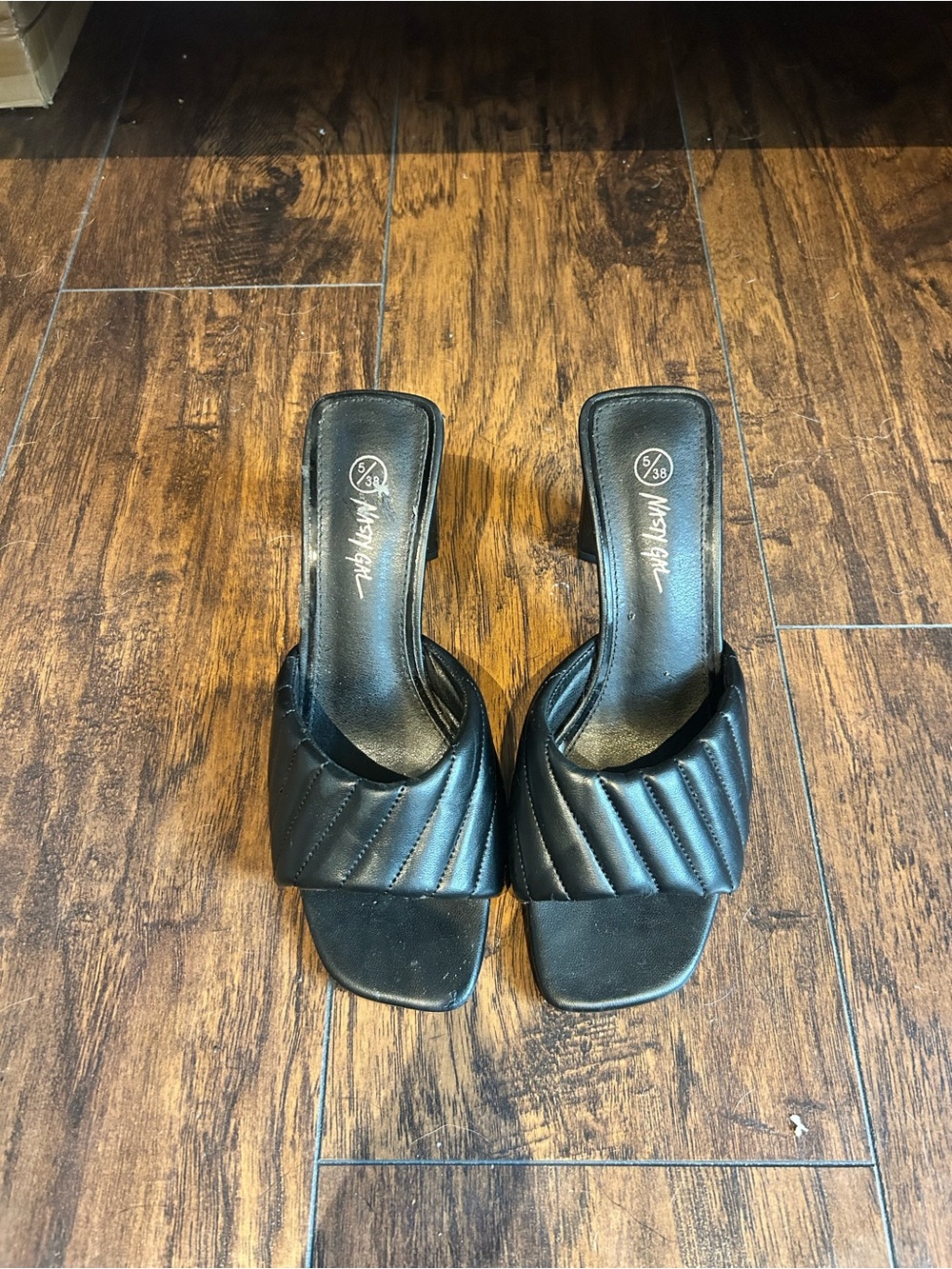 Nasty Gal Black Quilted Slide Mules